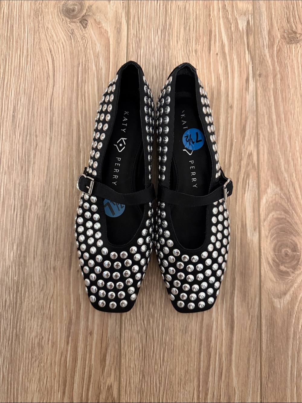 Katy Perry Collections Black Mary Jane Flats with Silver Studs